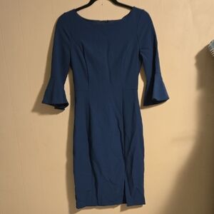 White House Black Market Dark Teal Bell Sleeve Sheath Dress